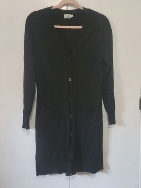 Cielo Long Black Button-Front Cardigan